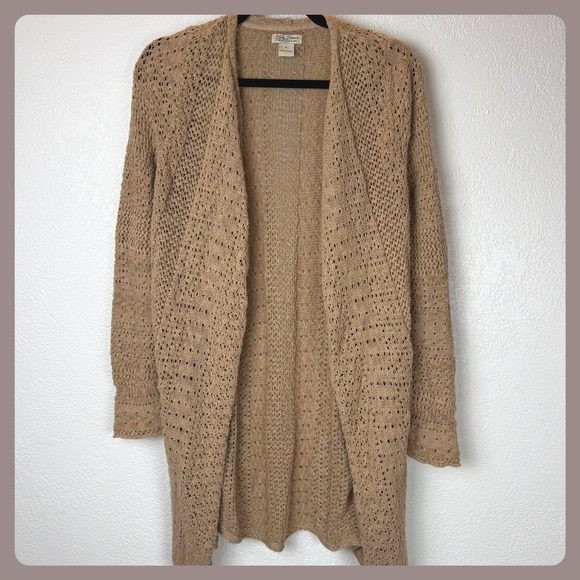 Lucky Brand Sweaters - Lucky Brand Boho‎ Open Knit Cardigan Neutral Tan Crochet Cozy Casual